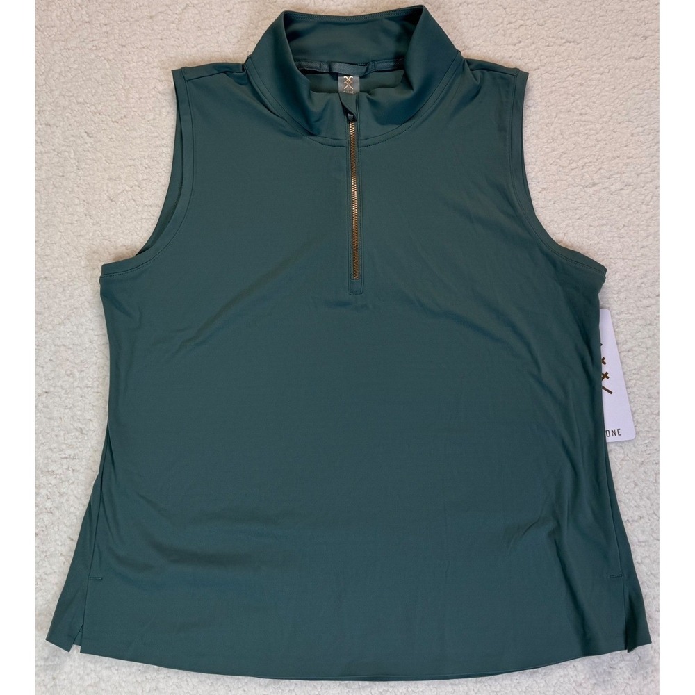 Rhone Womens Revive™ Rib Zip Tank, Green Smoke, Womens Size Large, NWT - Picture 3 of 8